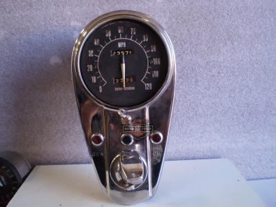 SPEEDOMETER CON SOPORTE HARLEY PANHEAD  / PANSHOVEL  1966 A 1969  DASH PANEL COMPLETE 