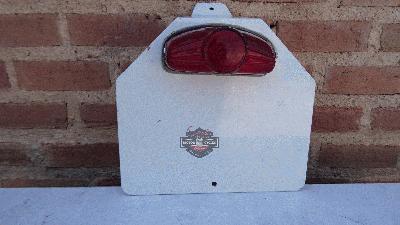 SOPORTE PLACA PORTAMATRICULA CON PILOTO ORIGINAL BULTACO / MONTESA  / OSSA /  MOTO GUZZI  /  DERBI AÑOS 1950 A 1960