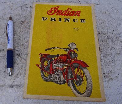 CATALOGO ORIGINAL INDIAN PRINCE MODELO 201 AÑO 1928  